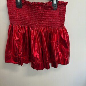 Queen of Sparkles metallic red smocked skirt/skort XS